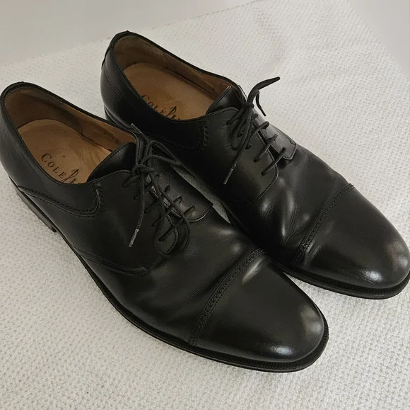 Cole Haan Black Lace Up 9.5 Mens Dress Shoes Tap Toe Nike Air Heel Made … - Picture 8 of 16